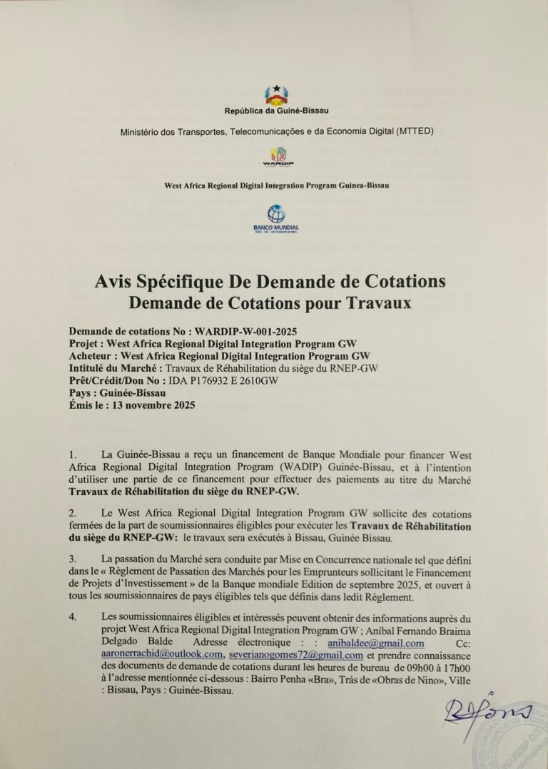 Pedido de Cotação para Reabilitação  da Sede do RNEP-GW